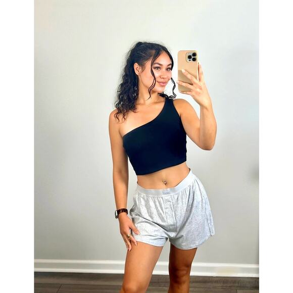 SKIMS Boyfriend Loose Boxer in Grey Medium Pull On Elastic Waist Stretch Relaxed - Picture 1 of 4